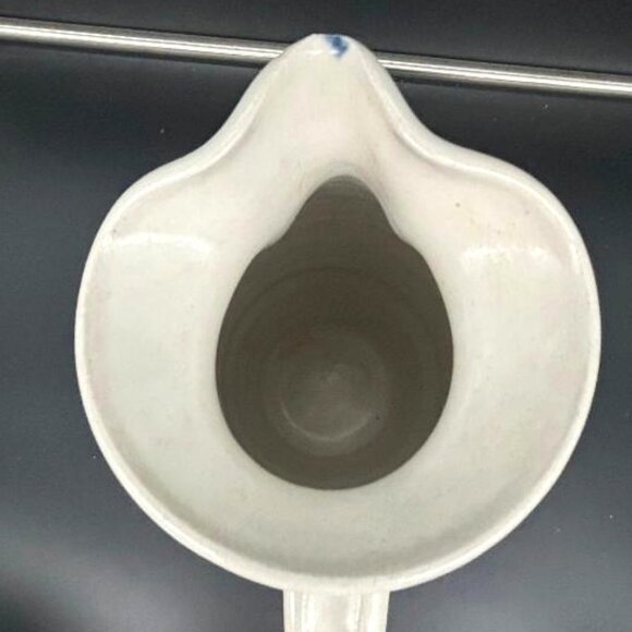 Vintage Pottery Hand Turned Salt Glaze Blue Leaf Pitcher Vase 7.5" - Picture 11 of 12